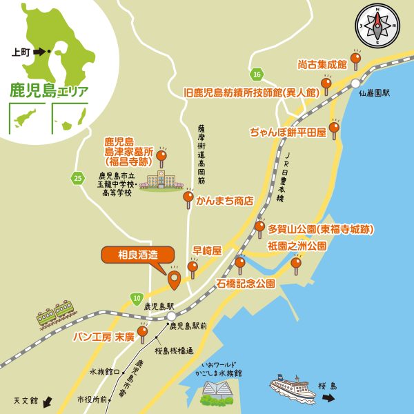 イラストマップ-鹿児島市上町